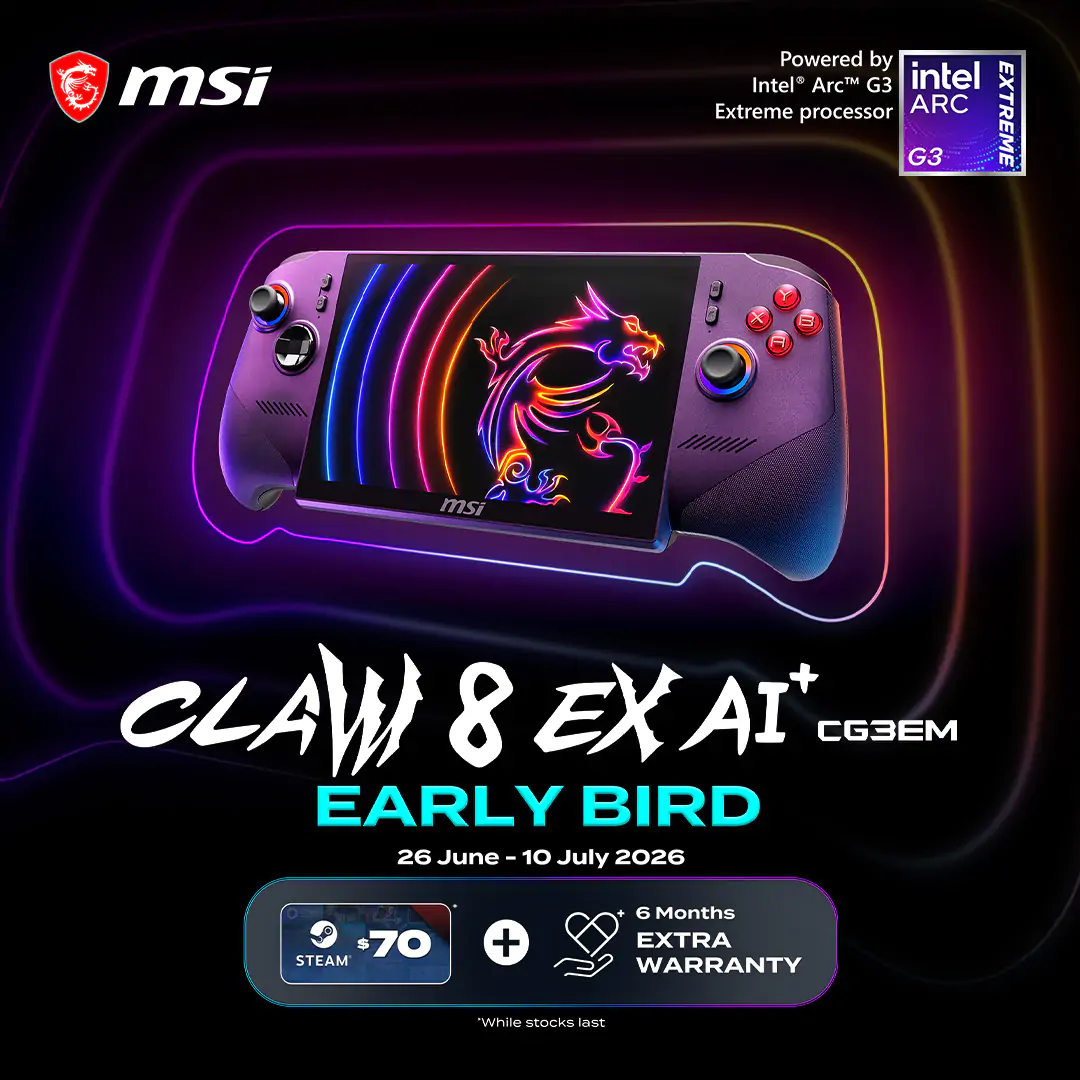 MSI Claw 8 EX AI+ Early Bird Offer | Extra Warranty + $70 Steam Code