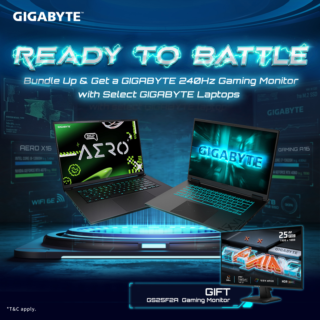 Bundle Up & Grab a Bonus GIGABYTE 240Hz Gaming Monitor with Eligible GIGABYTE Laptops