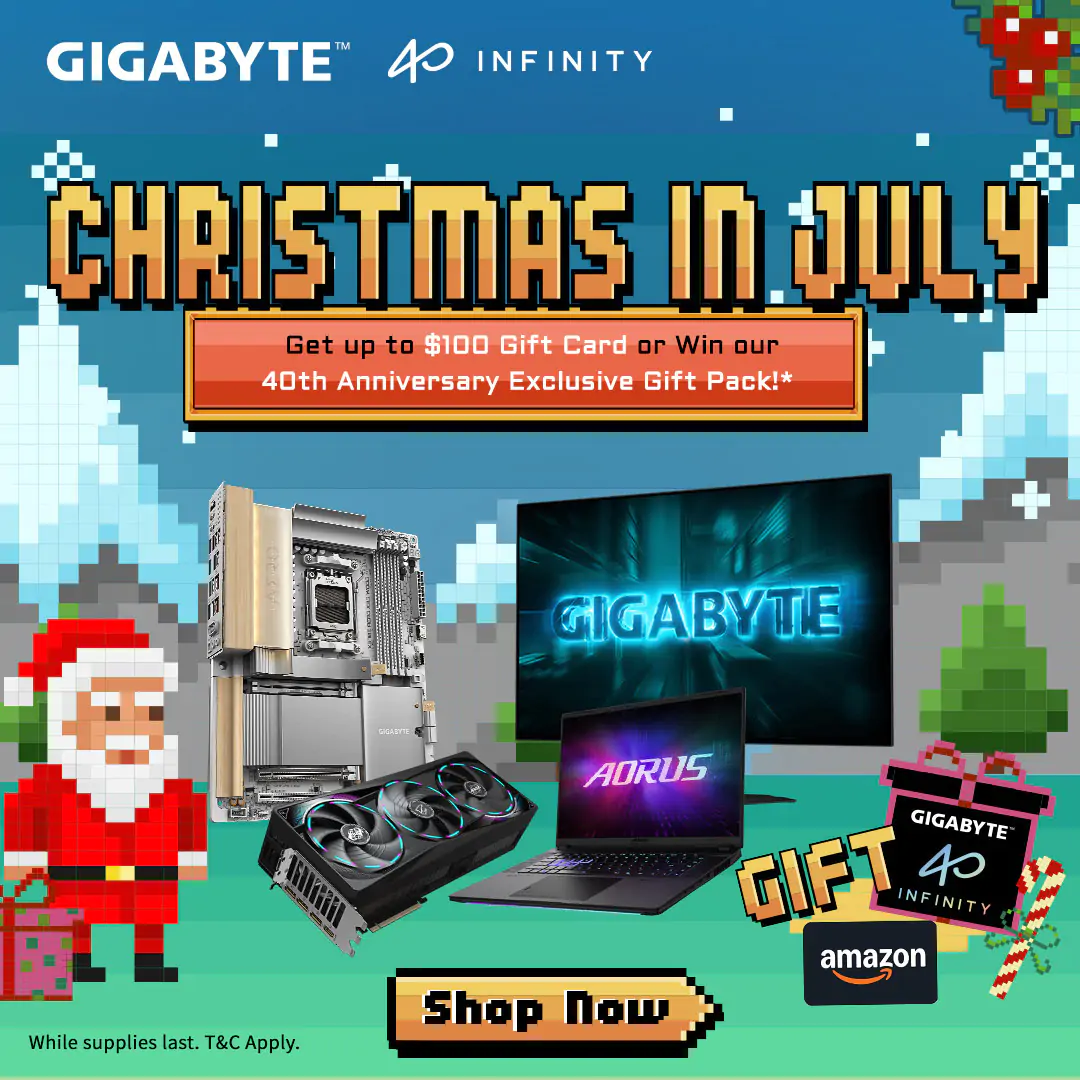 Get Up to $100 Gift Card OR Chance to Win GIGABYTE 40th Anniversary Exclusive Gift Pack!
