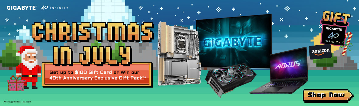 Get Up to $100 Gift Card OR Chance to Win GIGABYTE 40th Anniversary Exclusive Gift Pack!
