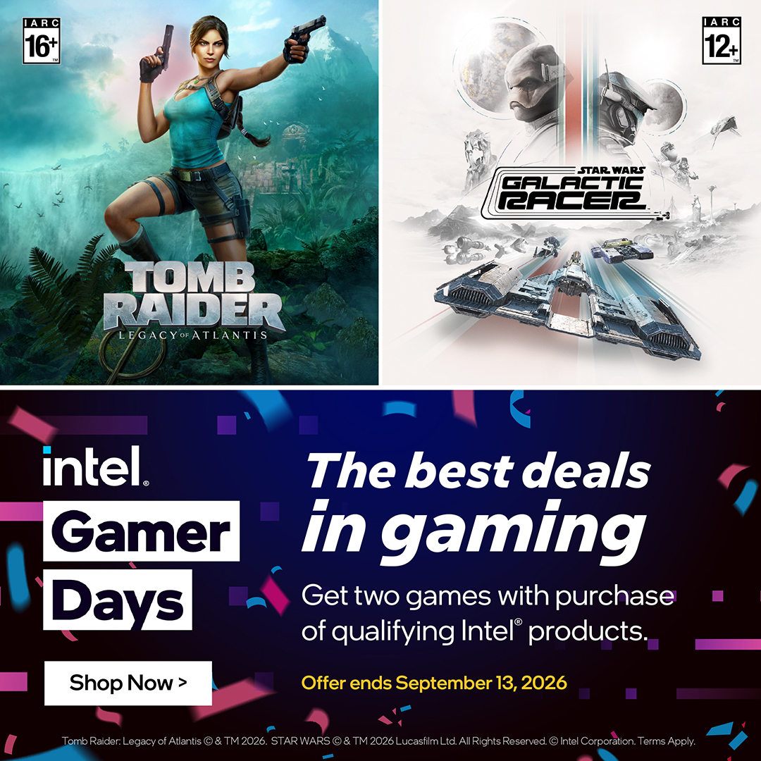 Get Tomb Raider & Star Wars Galactic Racer with Eligible Intel Purchases | Intel Gamer Days Offer