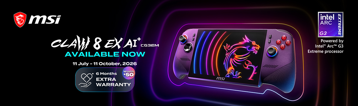 Receive 6 Months Extra Warranty (Worth $50) with MSI Claw 8 EX AI+ CG3E