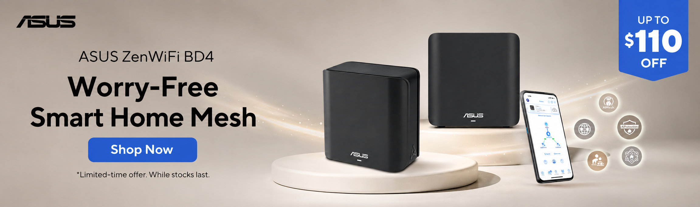 Up to $110 Off ASUS ZenWiFi BD4 Worry-Free Smart Home Mesh