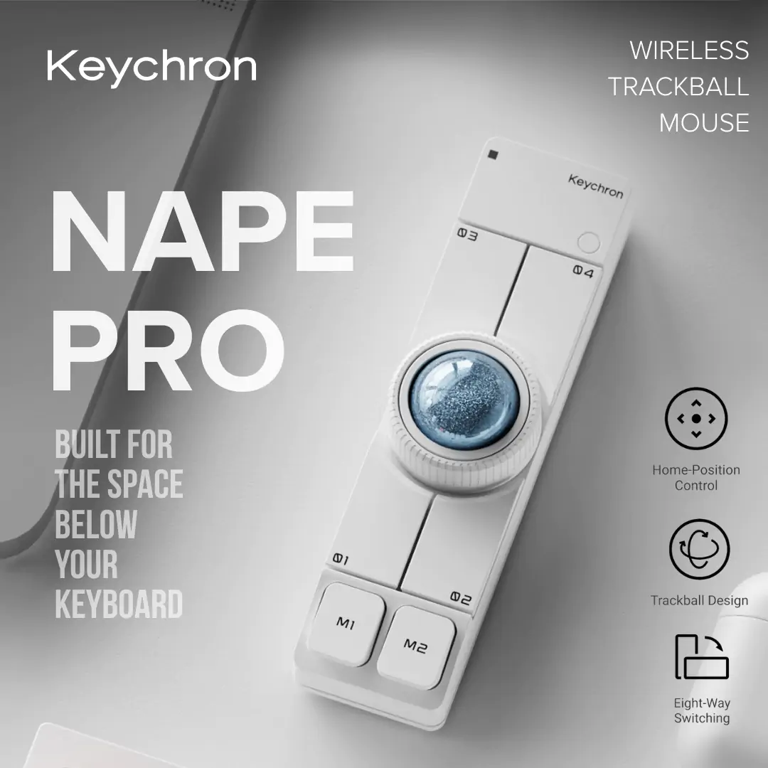 Keychron Nape Pro Wireless Trackball Mouse | Compact Programmable