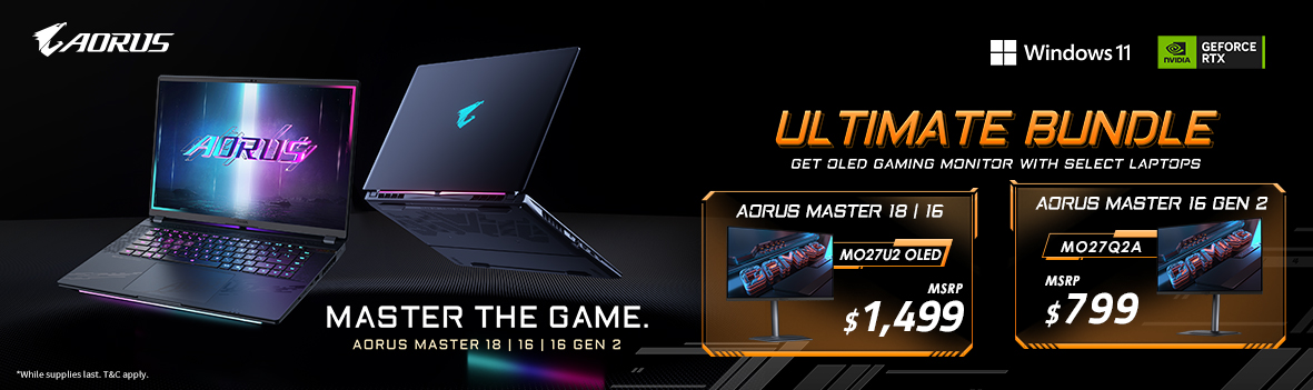 Get a Free OLED Gaming Monitor with Select AORUS MASTER Series Laptops!