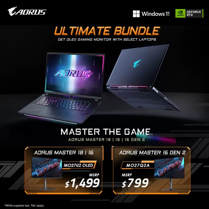 Get a Free OLED Gaming Monitor with Select AORUS MASTER Series Laptops!
