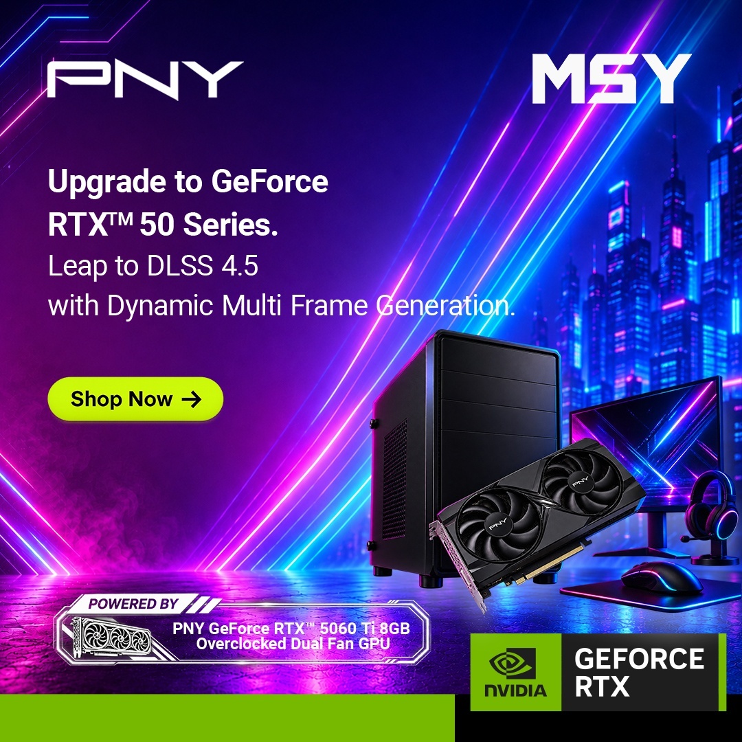 Upgrade to PNY GeForce RTX™ 50 Series | Leap to DLSS 4.5 with Dynamic Multi Frame Generation