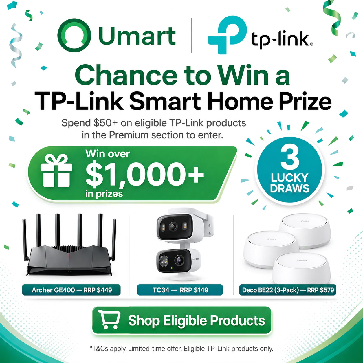 Chance to Win 1 of 3 TP-Link Smart Home Prizes