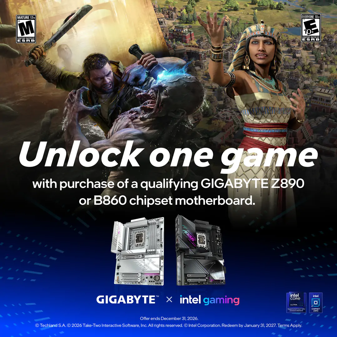 Unlock One Game with Qualifying GIGABYTE & AORUS Z890 or B860 Motherboards