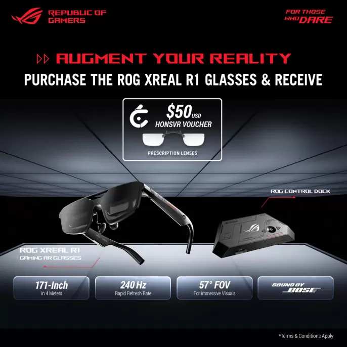 Redeem a $50USD HONSVR Voucher with ROG XReal R1 Glasses!
