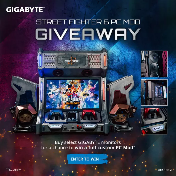 Win a GIGABYTE x Street Fighter 6 Custom PC Mod with Select GIGABYTE Monitors