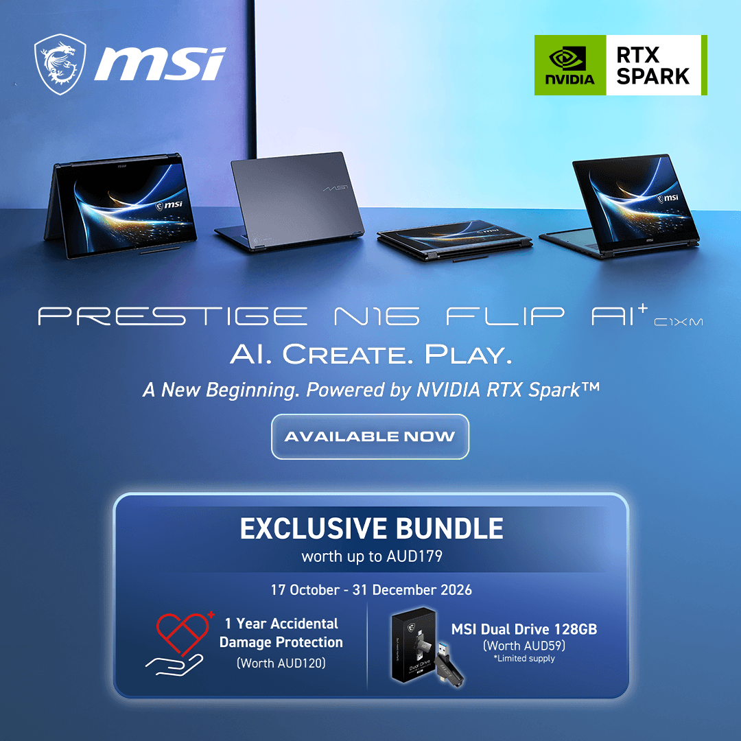 MSI Prestige N16 Flip AI+ | Bonus 1-Year Accidental Damage Protection + 128GB Dual Drive