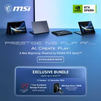 MSI Prestige N16 Flip AI+ | Bonus 1-Year Accidental Damage Protection + 128GB Dual Drive