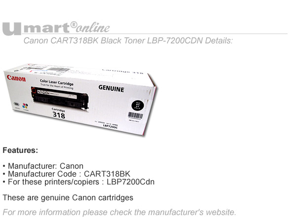 Canon CART318BK Black Toner LBP-7200CDN
