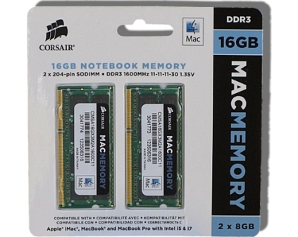 Corsair 16GB (2x8GB) 1600MHz DDR3 SODIMM MAC RAM (CMSA16GX3M2A1600C11)