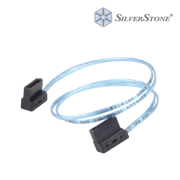 SilverStone Black & Blue 30cm Slim SATA Cable Low Profile Connectors, SST-CP11
