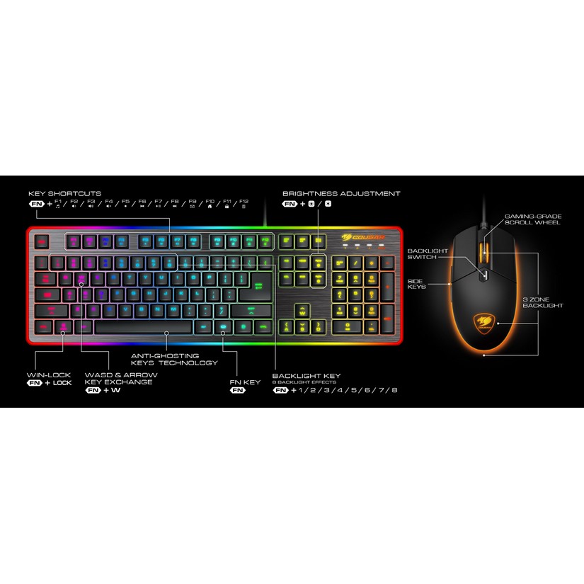 Cougar DEATHFIRE EX Gaming Combo, Hybrid Mechanical K/B + Mouse