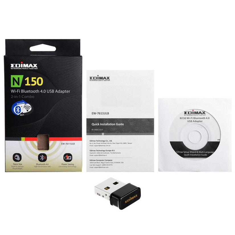 Edimax EW-7611ULB N150 Wi-Fi & Bluetooth 4.0 Nano USB Adapter