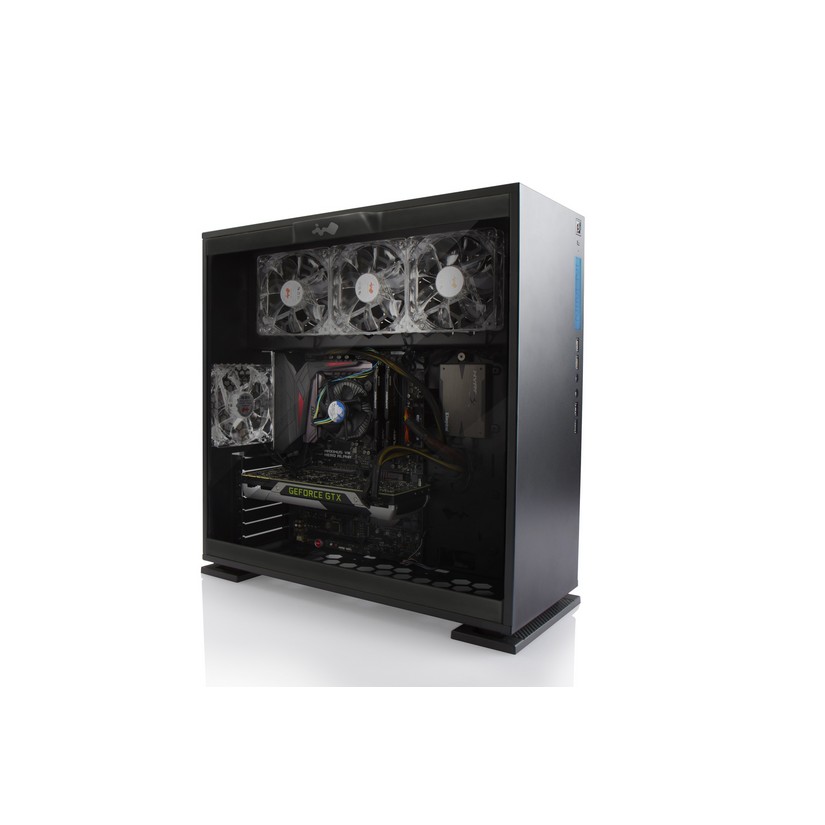 Inwin 303 Black Mid Tower ATX SECC Tempered Glass Side Panel with 3X RGB Black/Red Fans 2X Led Strip (303BLK-3RGBFNBR)