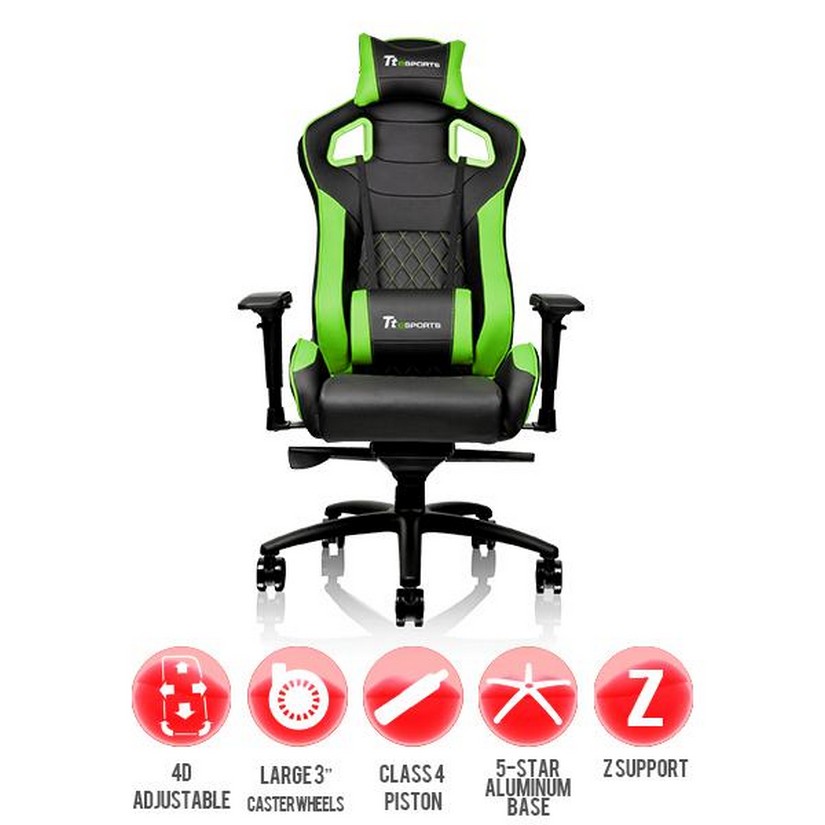 Thermaltake GTF100 Fit Series Gaming Chair Black/Green (GC-GTF-BGMFDL-01)