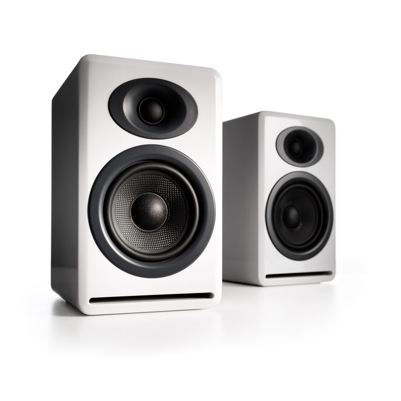 Audioengine P4 Passive Bookshelf Speakers Pair Hi-Gloss White