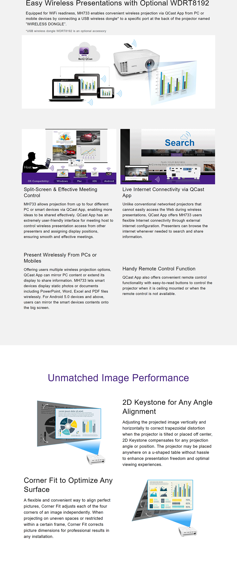 BenQ MH733 4000lm Full HD Network Business Projector