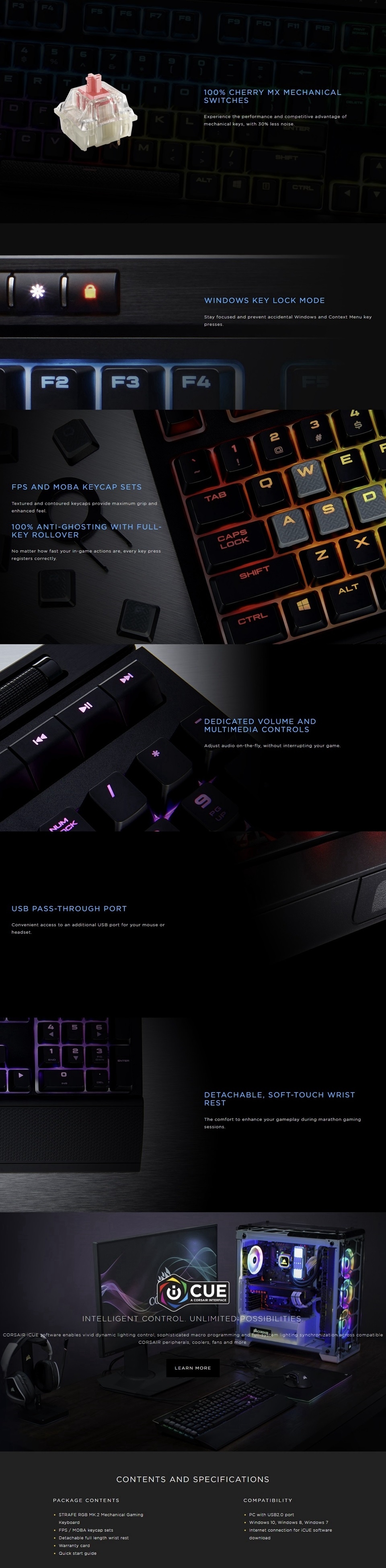 Corsair Gaming STRAFE Mk 2 RGB Mechanical Keyboard - MX Silent