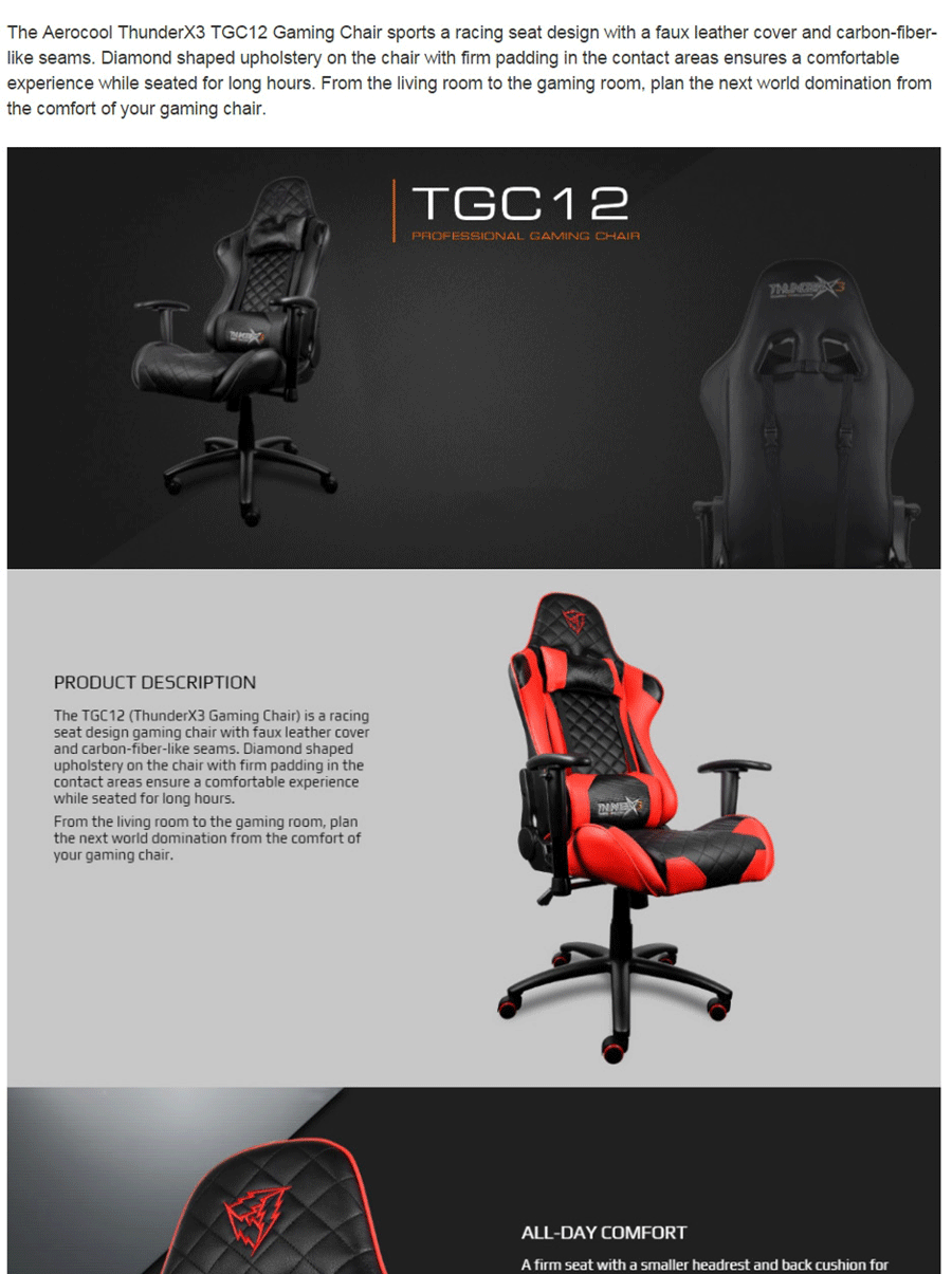 ThunderX3 TGC12 Series Gaming Chair Black/Orange