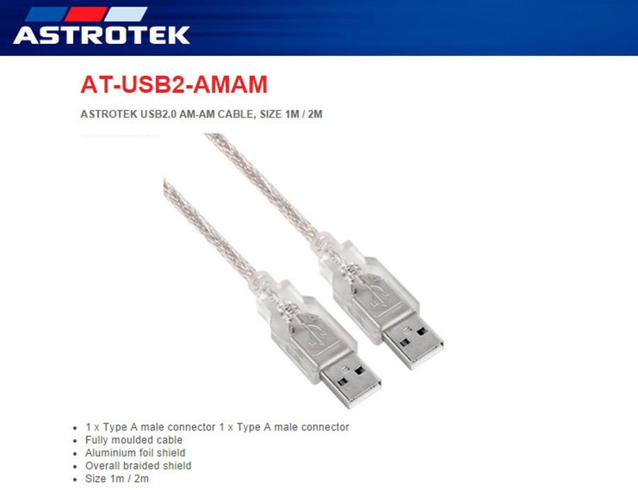 Astrotek USB 2.0 Cable Type A Male to Type A Male