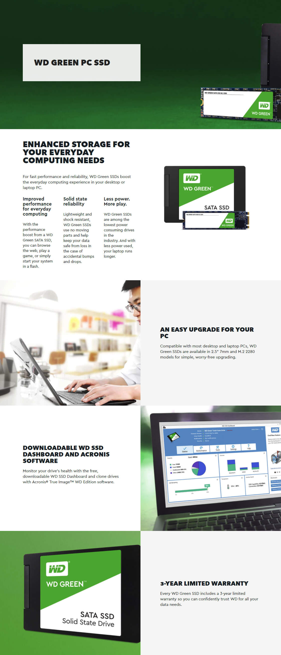 Western Digital 120GB Green M.2 2280 SATA SSD (WDS120G2G0B)