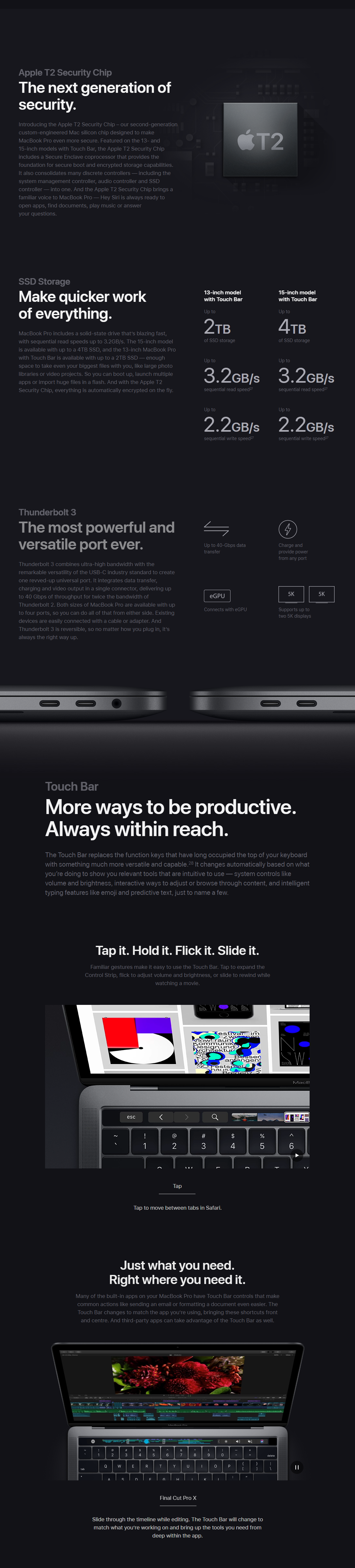 Apple 15in MacBook Pro 2018 - 2.2GHz Intel i7 256GB - Space Grey (MR932X/A)