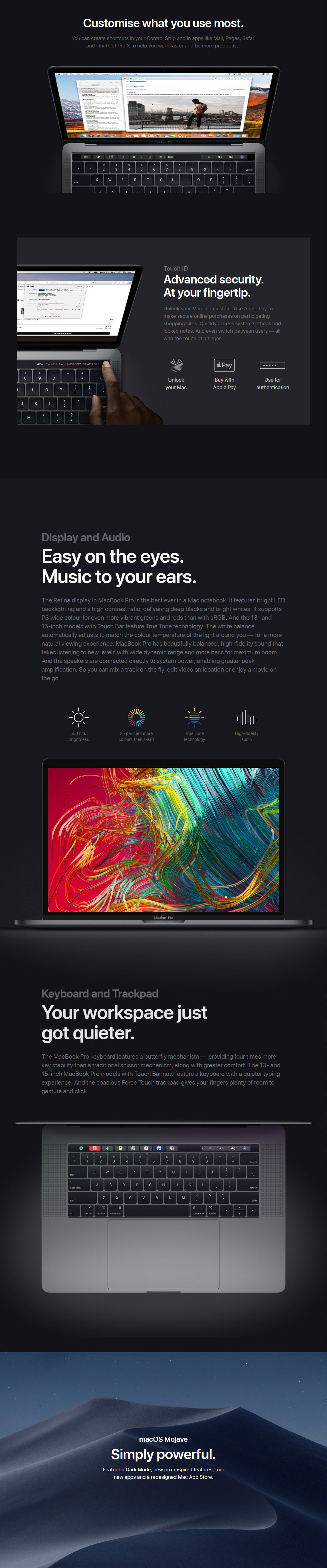 Apple 15in MacBook Pro 2018 - 2.2GHz Intel i7 256GB - Space Grey (MR932X/A)