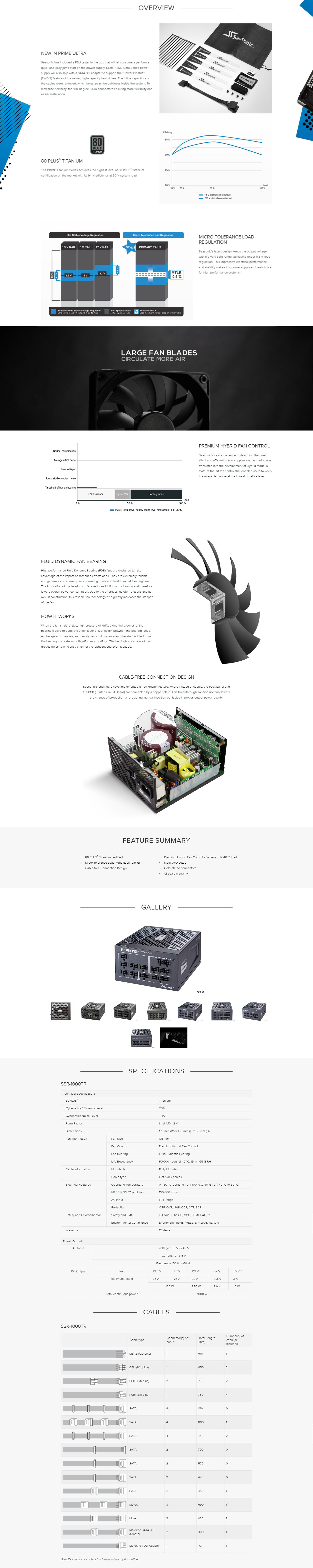 SeaSonic 850W Prime Ultra 80+ Titanium Fully Modular ATX Power Supply (SSR-850TR)