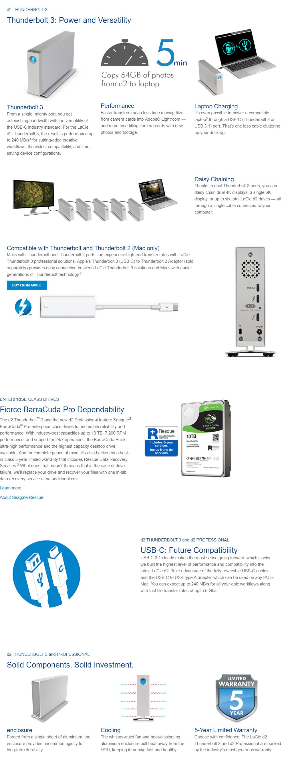 Lacie STFY800040 D2 Thunderbolt 3 + USB 3.1 3.5 8TB 7200rpm