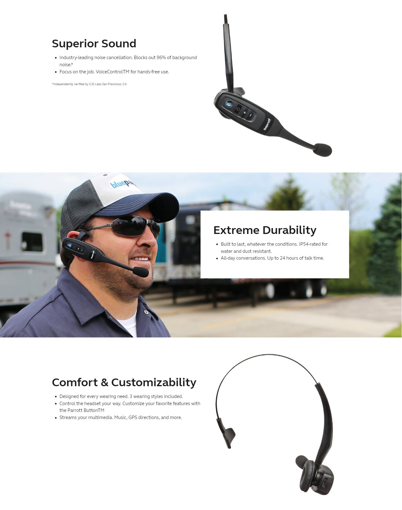 Jabra Blueparrott C400-XT Premium Convertible Bluetooth Headset/IP 54 Dust & Water Resistant
