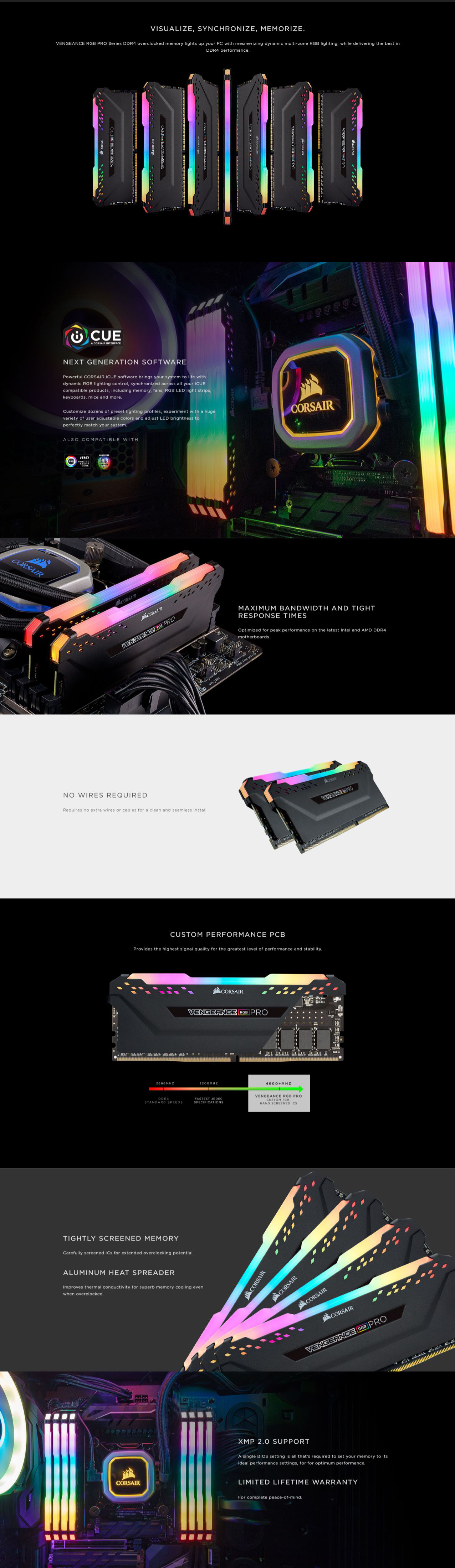 Corsair Vengeance RGB Pro 16GB (2x8GB) 2666MHz DDR4 RAM (CMW16GX4M2A2666C16)