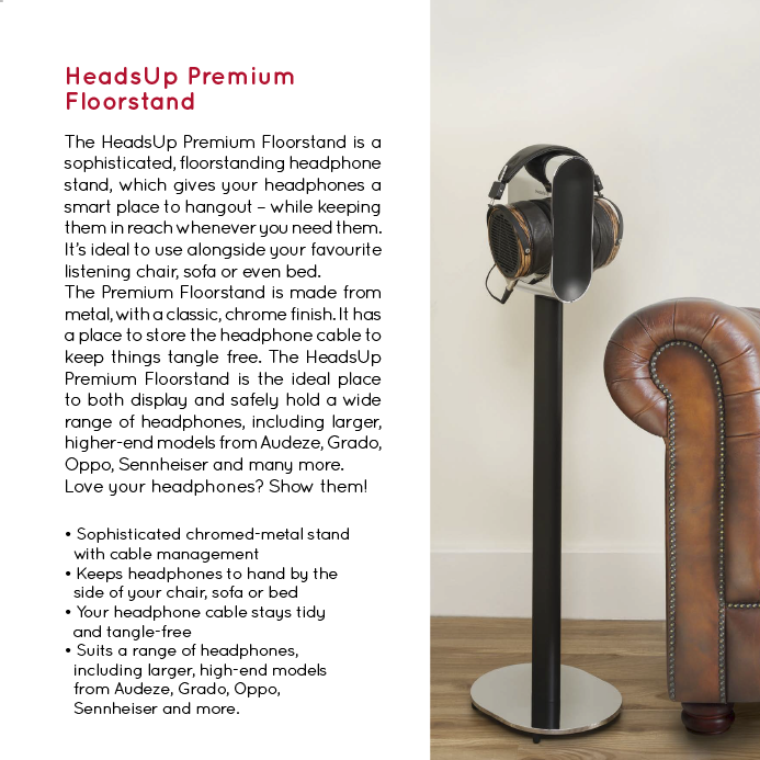 HeadsUp Premium Headphone Floorstand - Chrome