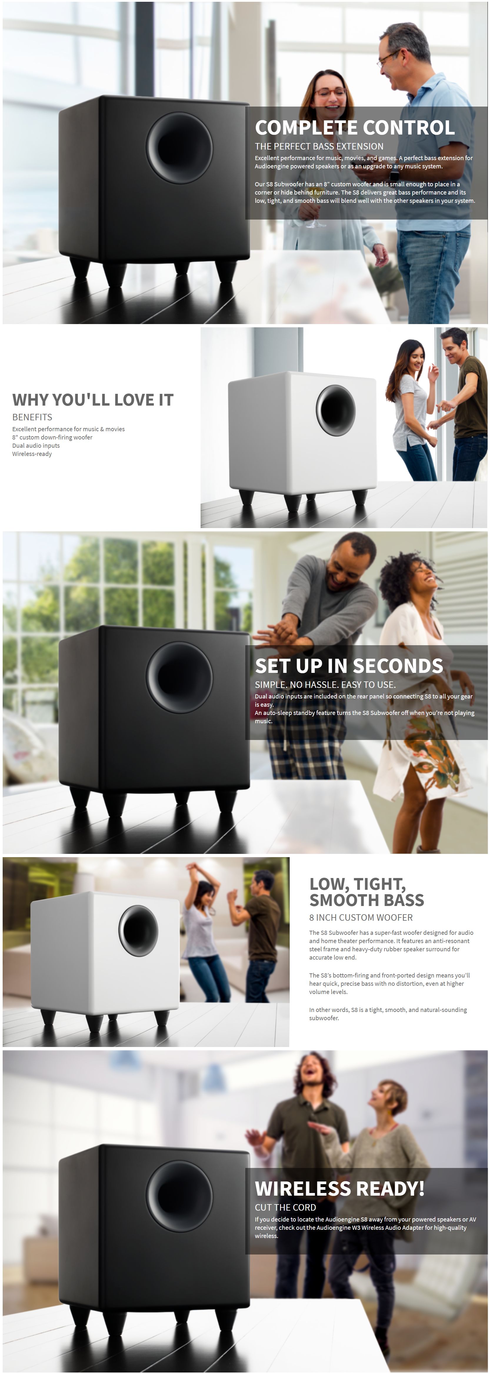 Audioengine S8 Powered Subwoofer Hi-Gloss White (90022005)