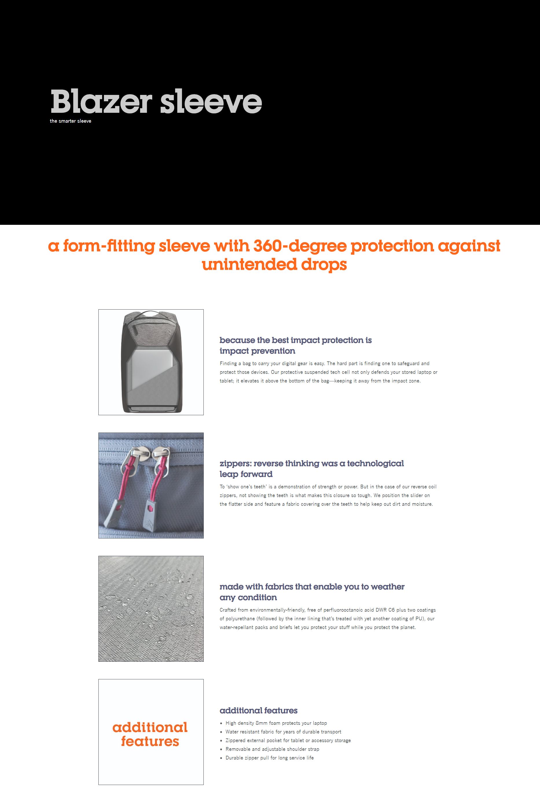 STM 15in Blazer Laptop Sleeve - Granite Grey (STM-114-191P-03)