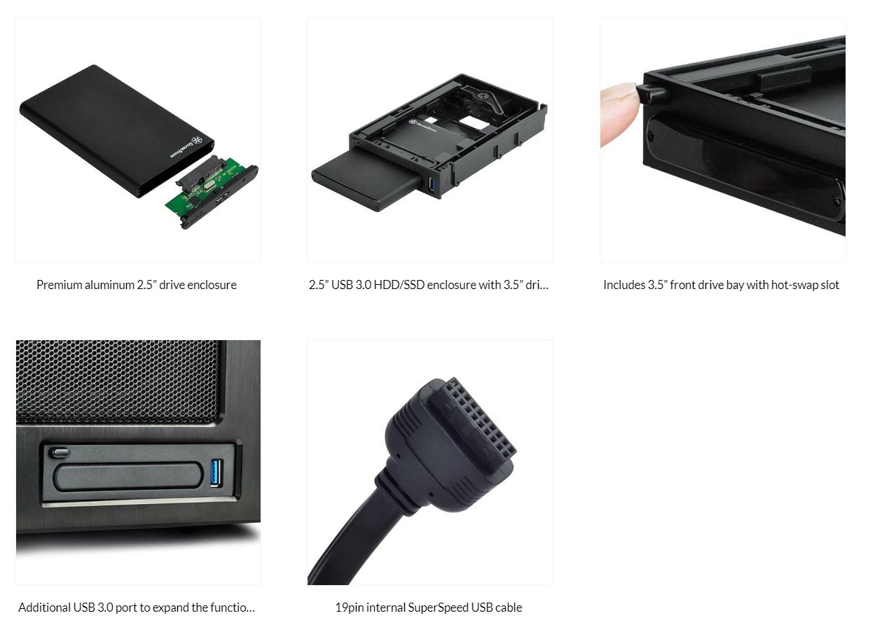 SilverStone Black MS06 2.5in USB3 External Enclosure & 3.5in Hot Swap Bay (SST-MS06)