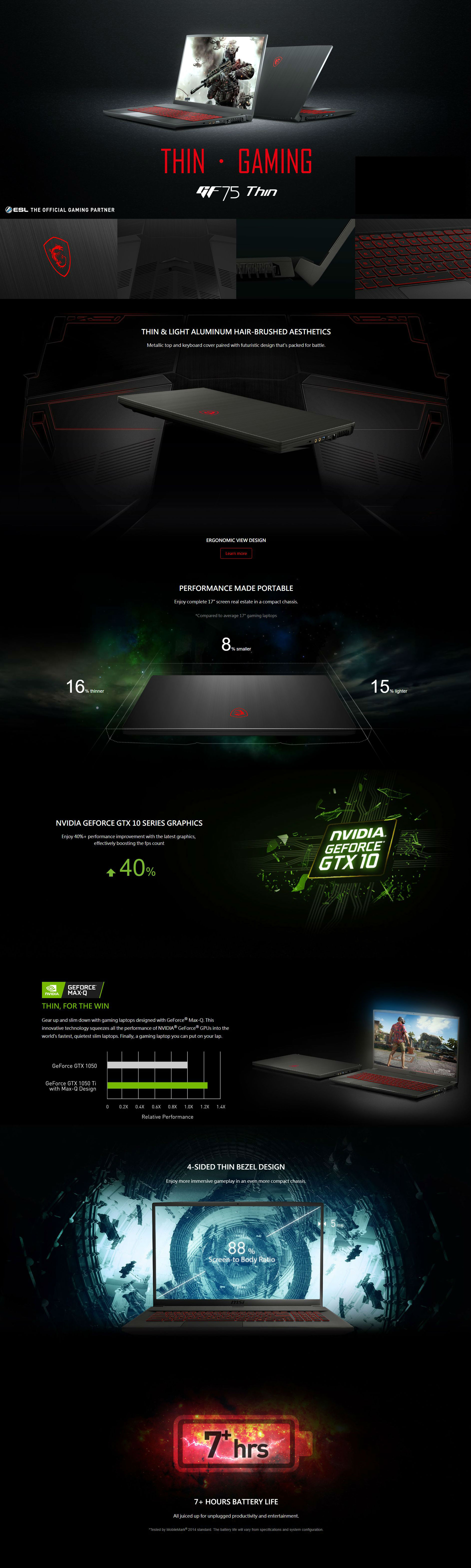 MSI GF75 17.3in FHD i5 9300H GTX 1050 Ti 512GB SSD 8GB RAM W10H Gaming Laptop (GF75 9RCX-269AU)