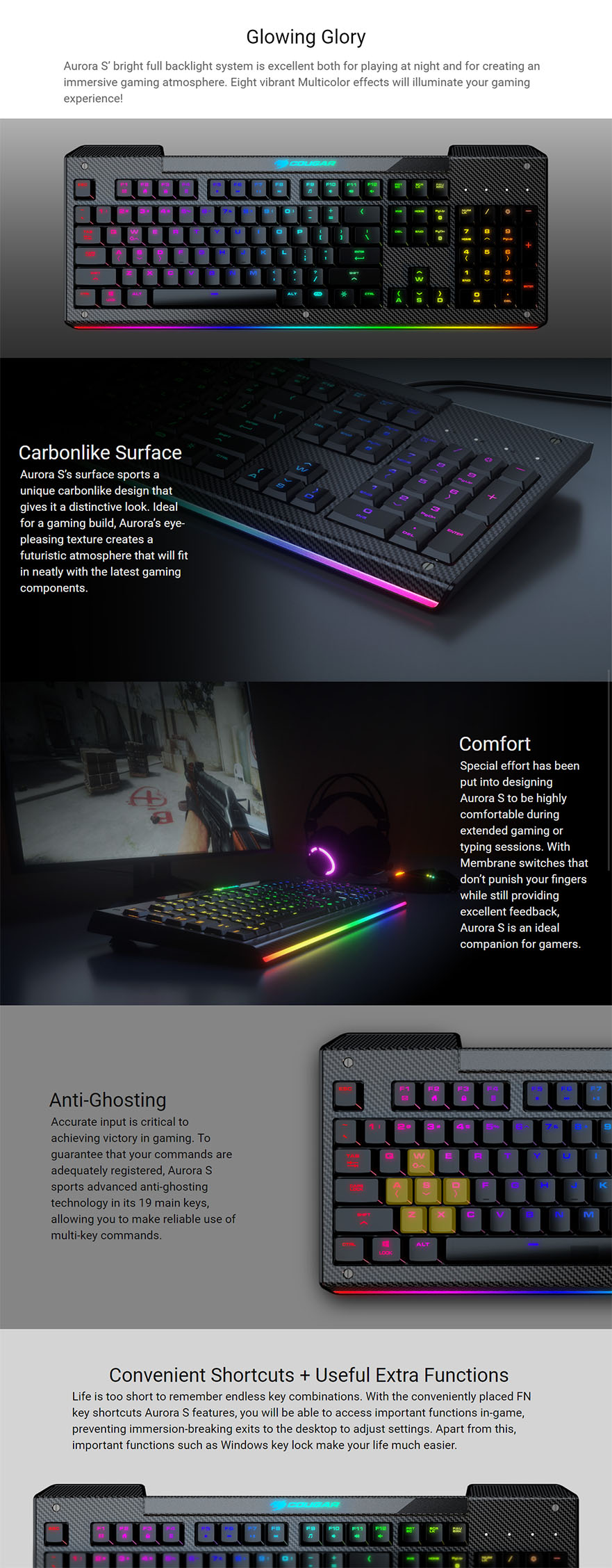 Cougar Aurora S RGB Membrane Gaming Keyboard