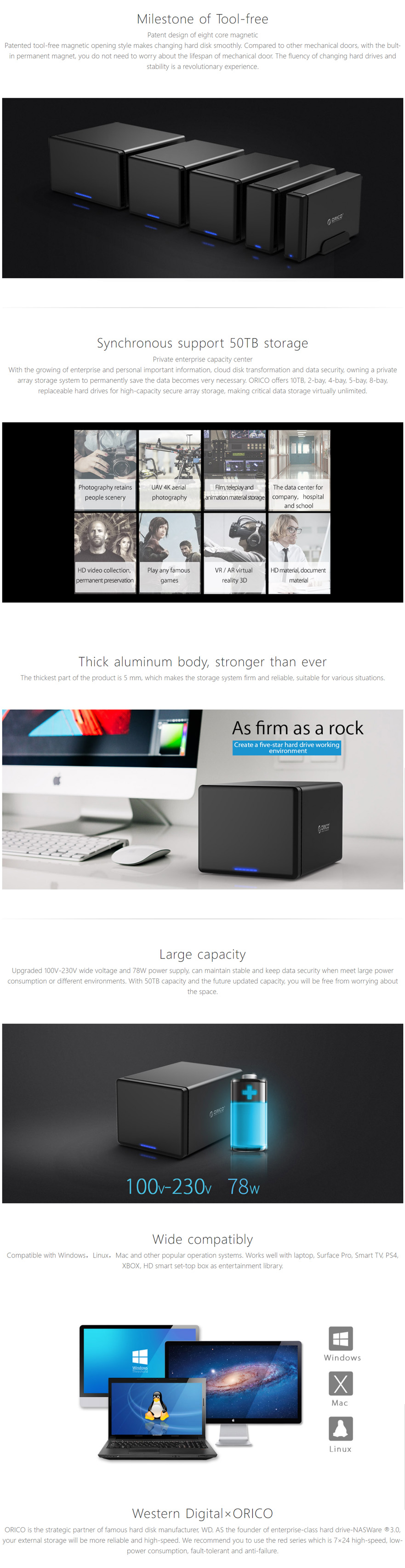 Orico 4 Bay USB Type C SATA RAID Hard Drive Enclosure