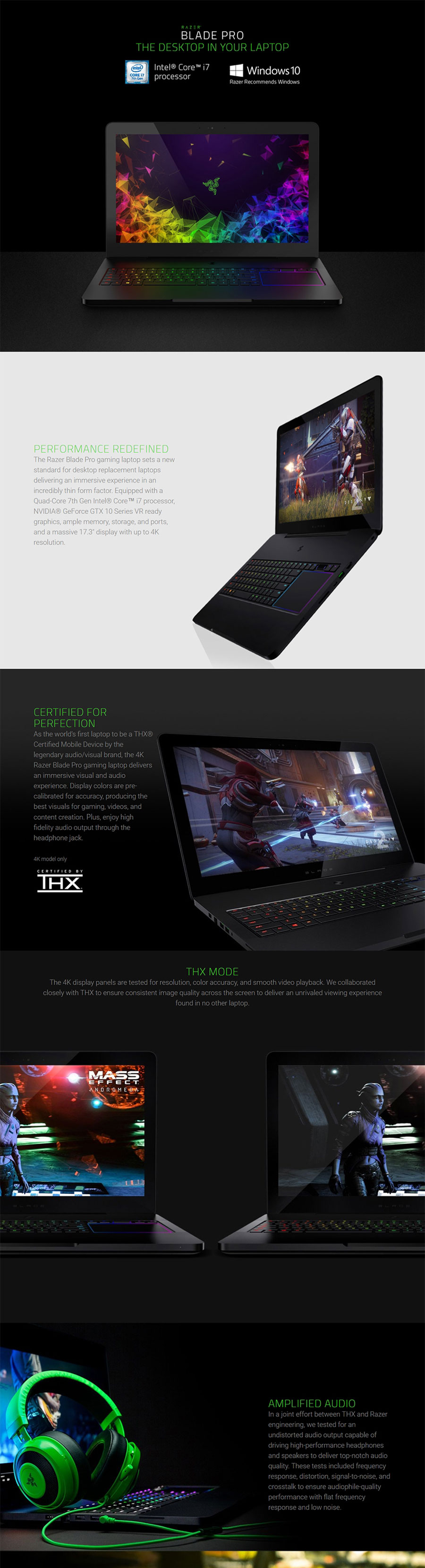 Razer Blade Pro 17.3in UHD Touch i7 GTX 1080 2TB SSD 32GB RAM W10H Gaming Laptop (RZ09-01663E54-R3B1)