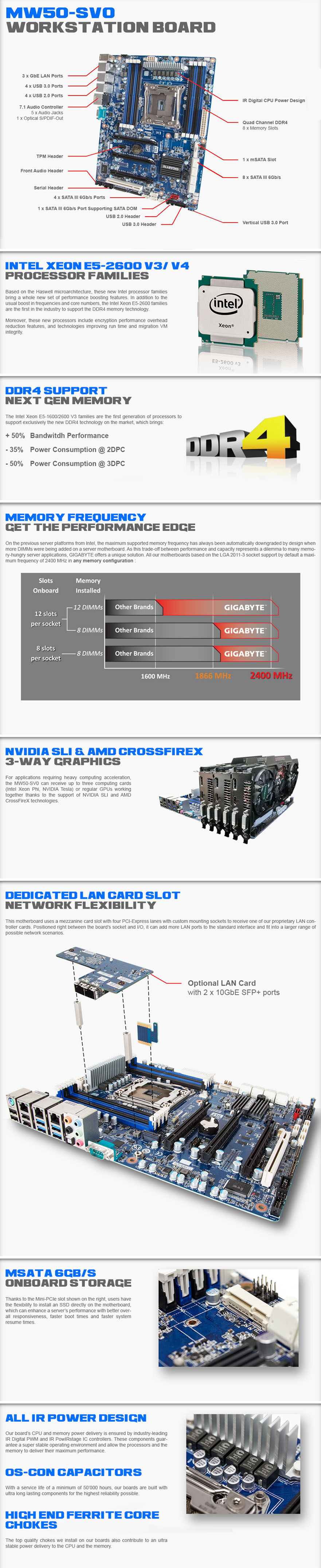 Gigabyte GA-MW50-SV0 LGA 2011-3 Server ATX Motherboard (GA-MW50-SV0)