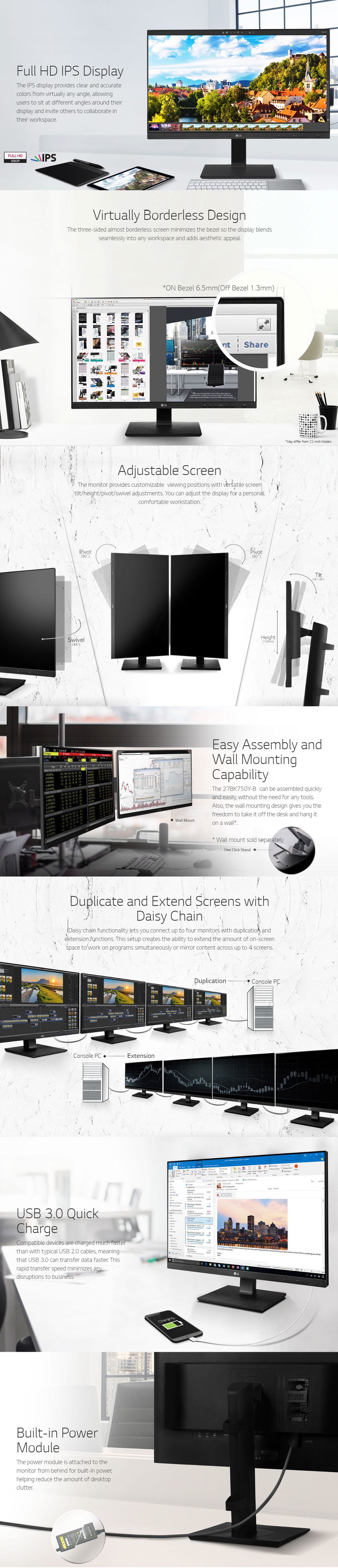 LG 24in FHD IPS Display Port Daisy Chain Monitor (24BK750Y)