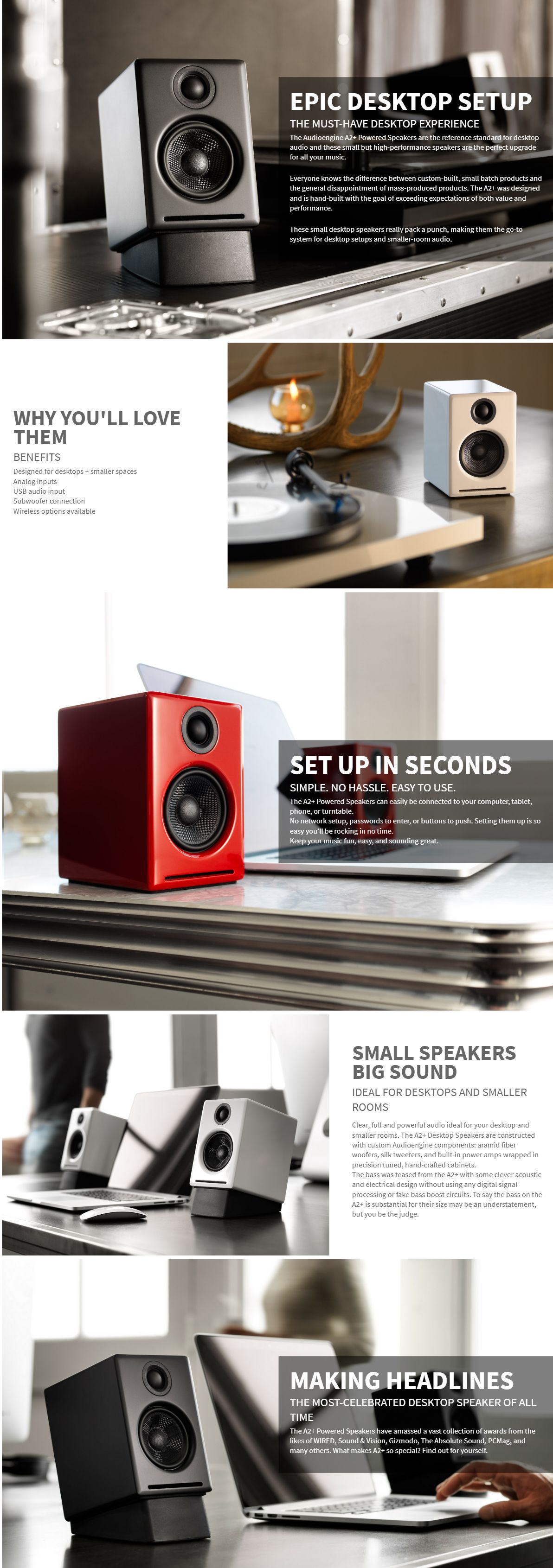 Audioengine 2+ Wireless Desktop Speakers - Satin Black (90027125)
