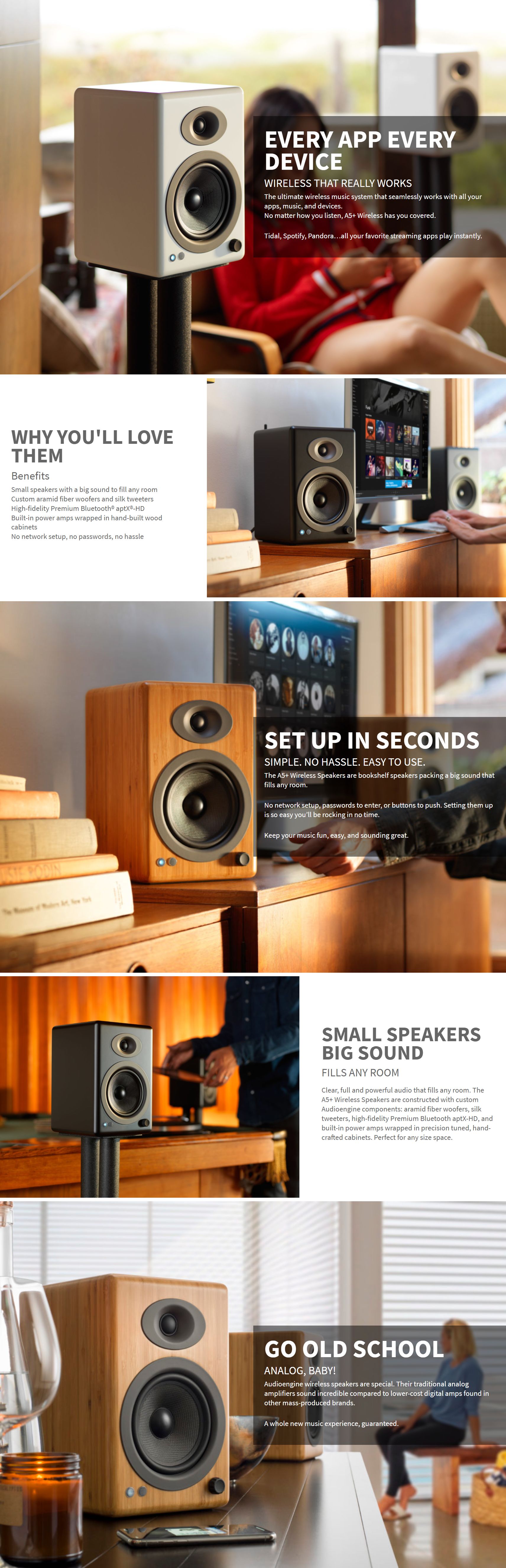 Audioengine 5+ Wireless Active Speakers - Solid Bamboo (90023815)