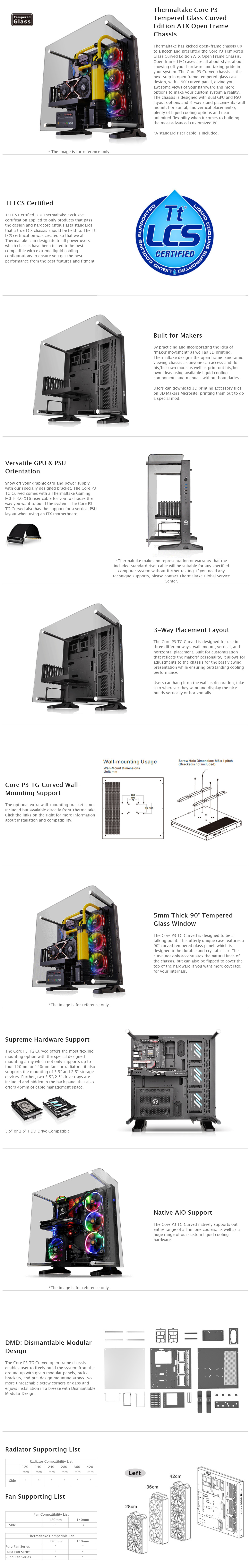 Thermaltake Core P3 Curved Tempered Glass Edition Mid Tower ATX Case - Black (CA-1G4-00M1WN-05)