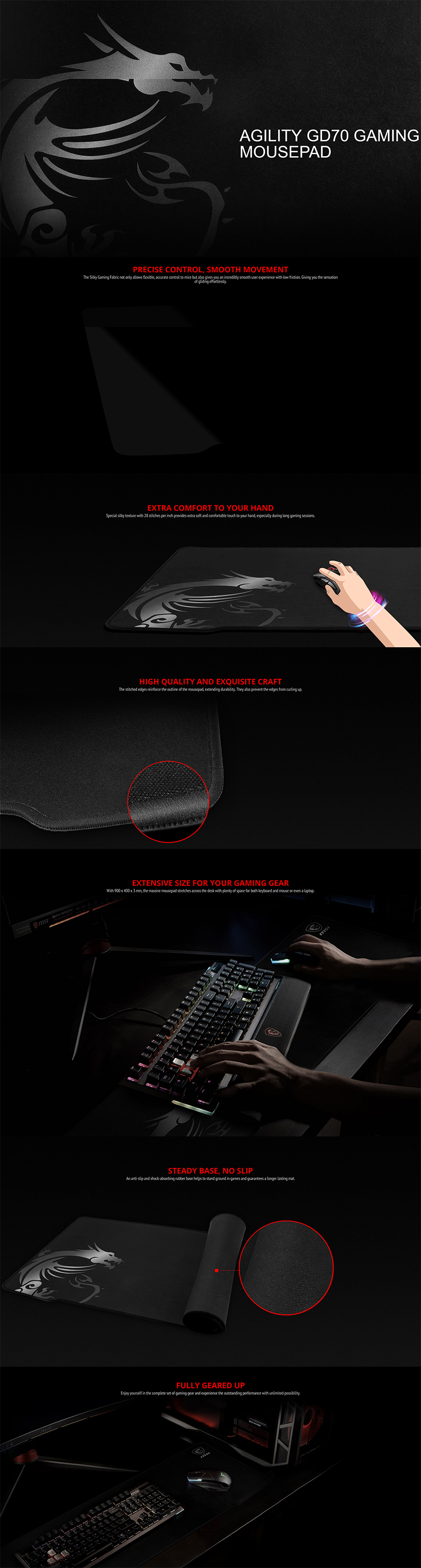 MSI Agility GD70 Extended Gaming Mouse Pad (AGILITY GD70)